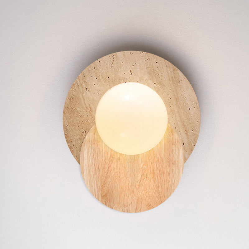 Japanese Solid Wood Glass Shade 1-Light Wall Sconce Lamp