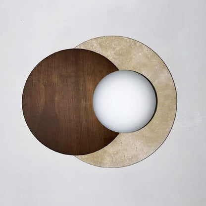 Japanese Solid Wood Glass Shade 1-Light Wall Sconce Lamp