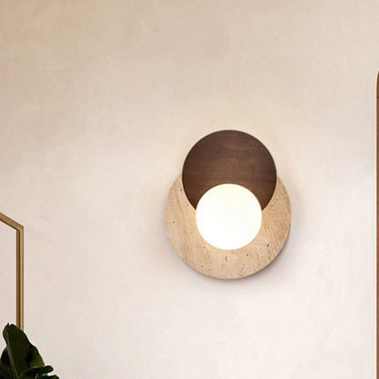 Japanese Solid Wood Glass Shade 1-Light Wall Sconce Lamp