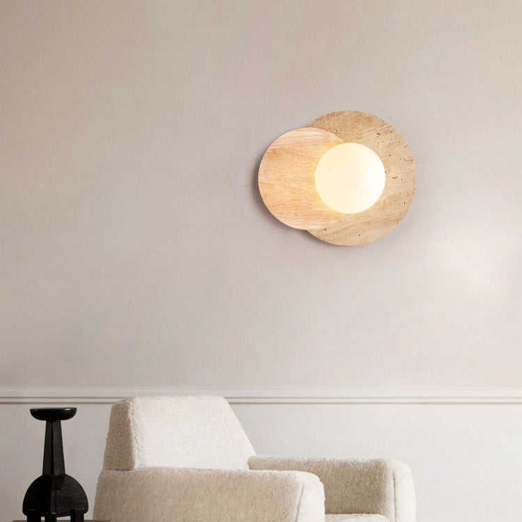 Japanese Solid Wood Glass Shade 1-Light Wall Sconce Lamp