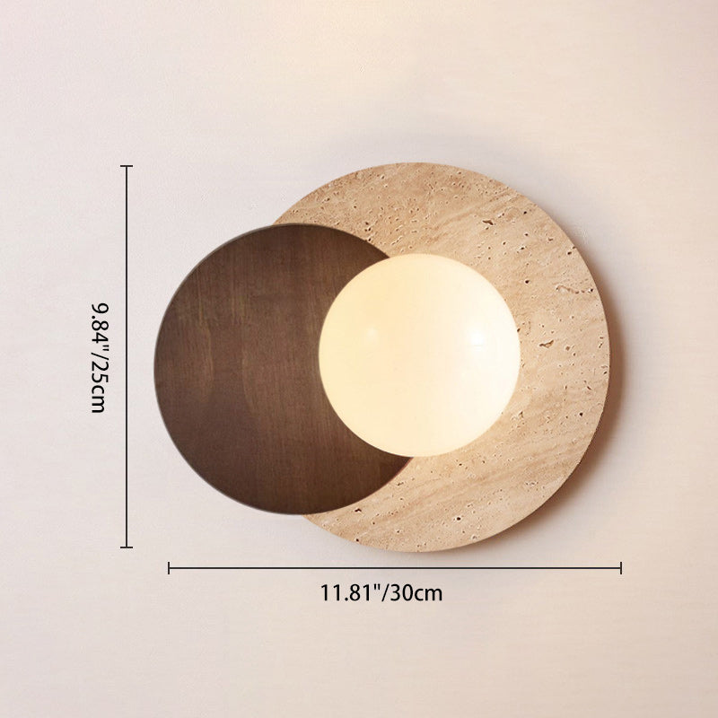 Japanese Solid Wood Glass Shade 1-Light Wall Sconce Lamp