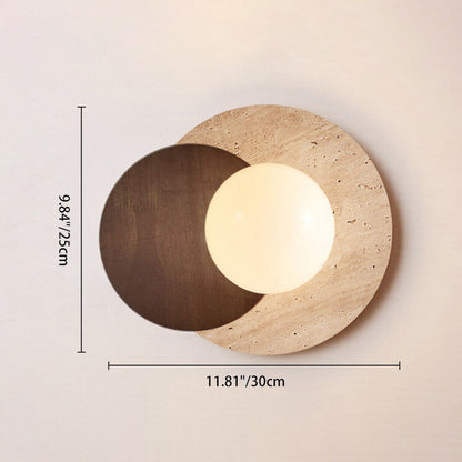 Japanese Solid Wood Glass Shade 1-Light Wall Sconce Lamp