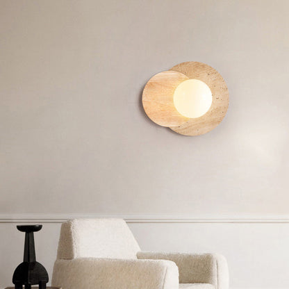 Japanese Solid Wood Glass Shade 1-Light Wall Sconce Lamp