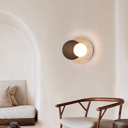 Japanese Solid Wood Glass Shade 1-Light Wall Sconce Lamp
