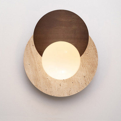 Japanese Solid Wood Glass Shade 1-Light Wall Sconce Lamp