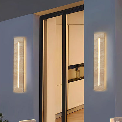 Outdoor Travertine Frame Acrylic Shade LED Wall Sconce Lamp