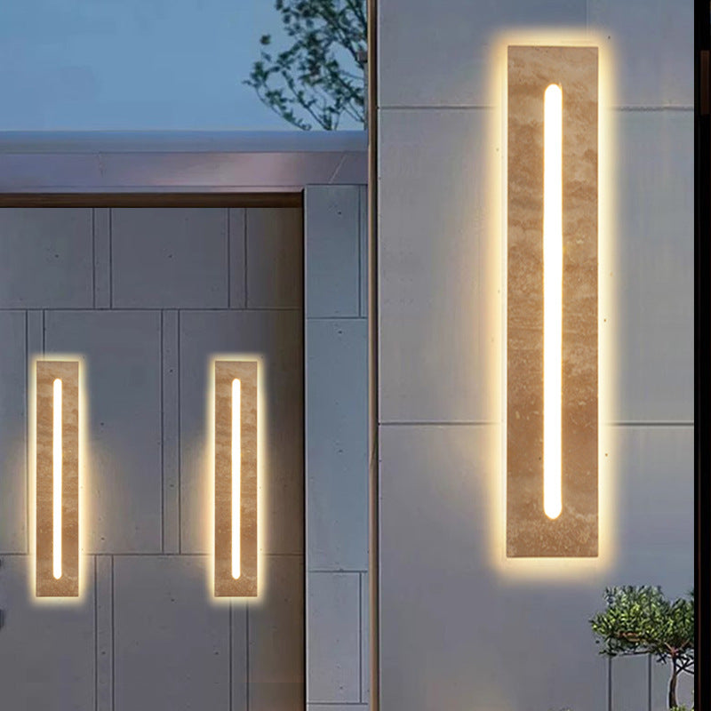 Outdoor Travertine Frame Acrylic Shade LED Wall Sconce Lamp