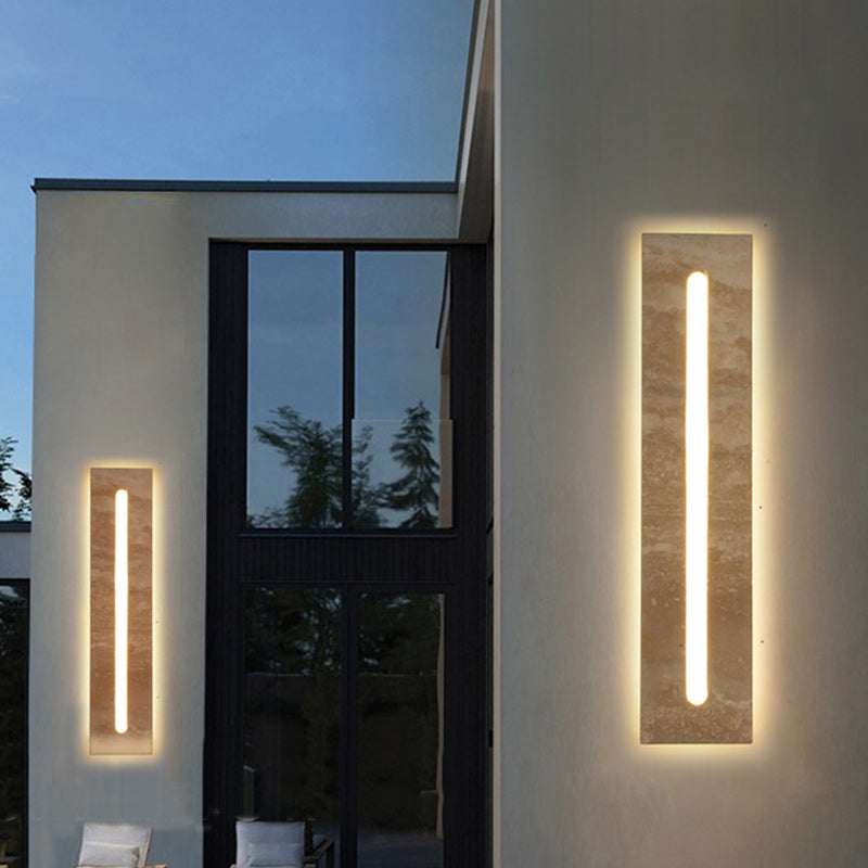 Outdoor Travertine Frame Acrylic Shade LED Wall Sconce Lamp