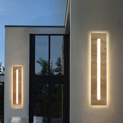Outdoor Travertine Frame Acrylic Shade LED Wall Sconce Lamp