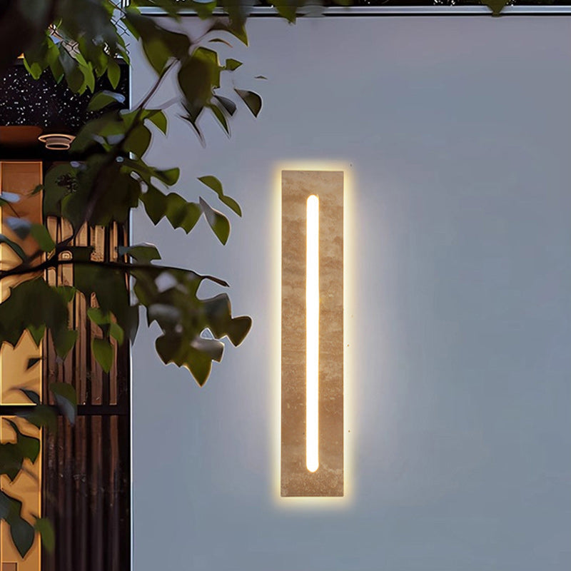 Outdoor Travertine Frame Acrylic Shade LED Wall Sconce Lamp