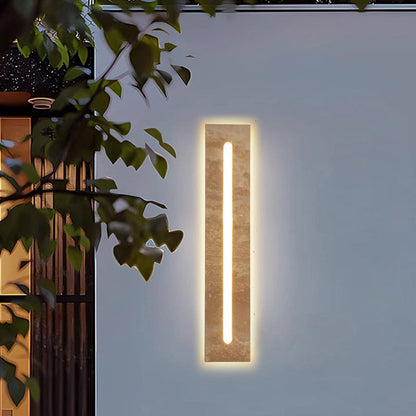 Outdoor Travertine Frame Acrylic Shade LED Wall Sconce Lamp