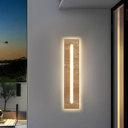 Outdoor Travertine Frame Acrylic Shade LED Wall Sconce Lamp
