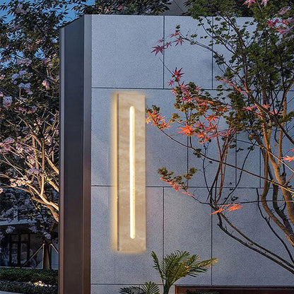 Outdoor Travertine Frame Acrylic Shade LED Wall Sconce Lamp