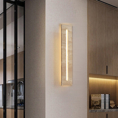 Outdoor Travertine Frame Acrylic Shade LED Wall Sconce Lamp