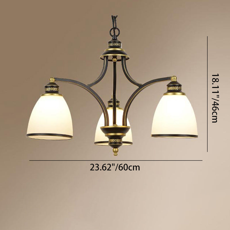Branch Hardware Frame Glass Shade 3/6/8 Light Chandelier