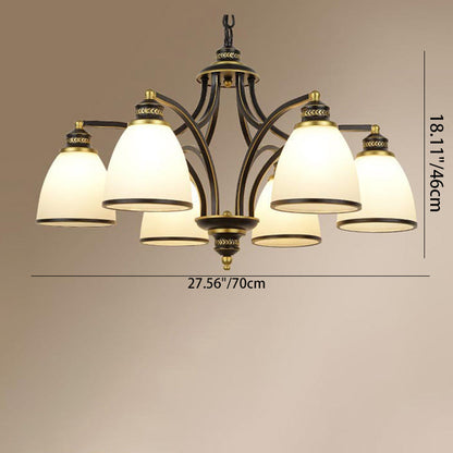 Branch Hardware Frame Glass Shade 3/6/8 Light Chandelier