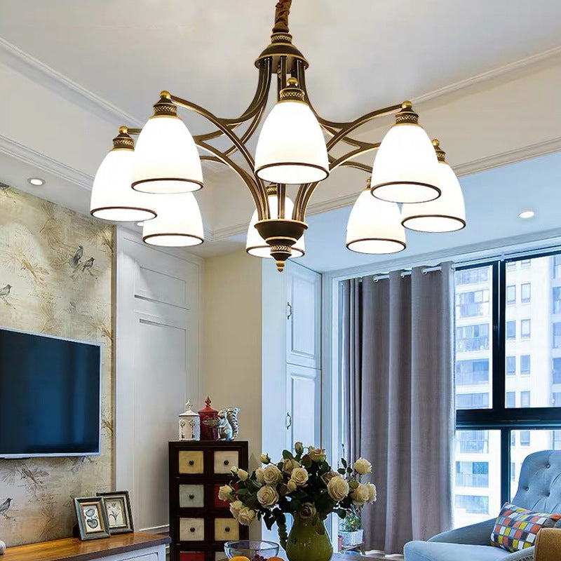 Branch Hardware Frame Glass Shade 3/6/8 Light Chandelier