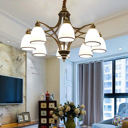 Branch Hardware Frame Glass Shade 3/6/8 Light Chandelier