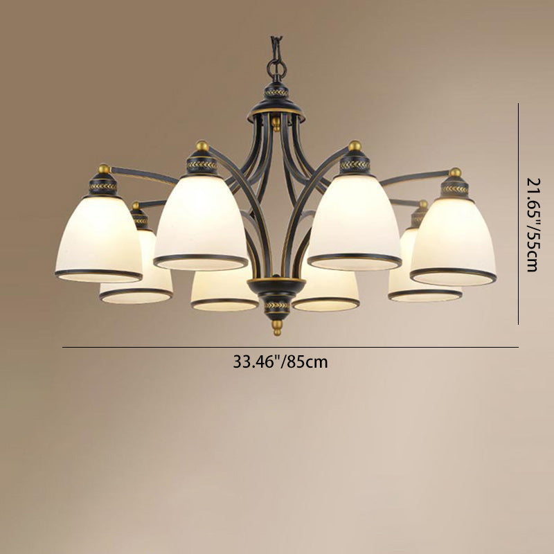 Branch Hardware Frame Glass Shade 3/6/8 Light Chandelier