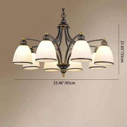 Branch Hardware Frame Glass Shade 3/6/8 Light Chandelier