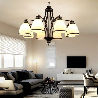 Branch Hardware Frame Glass Shade 3/6/8 Light Chandelier