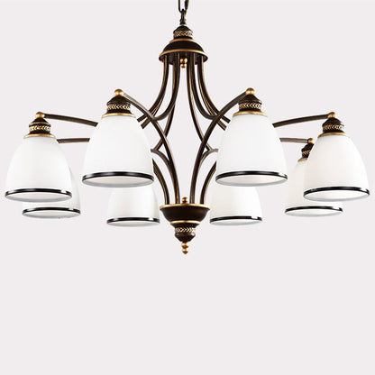 Branch Hardware Frame Glass Shade 3/6/8 Light Chandelier