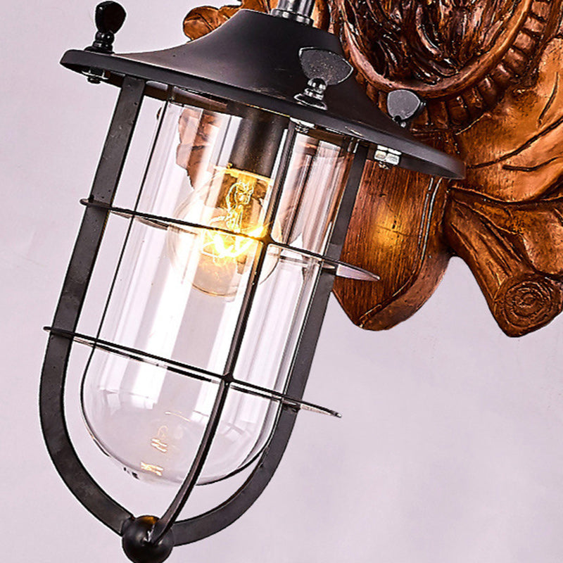 Deer Resin Frame Crystal Shade 1-Light Wall Sconce Lamp