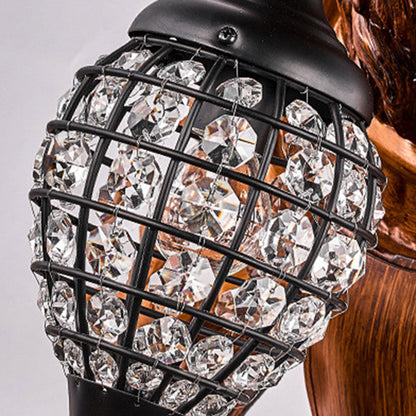 Deer Resin Frame Crystal Shade 1-Light Wall Sconce Lamp