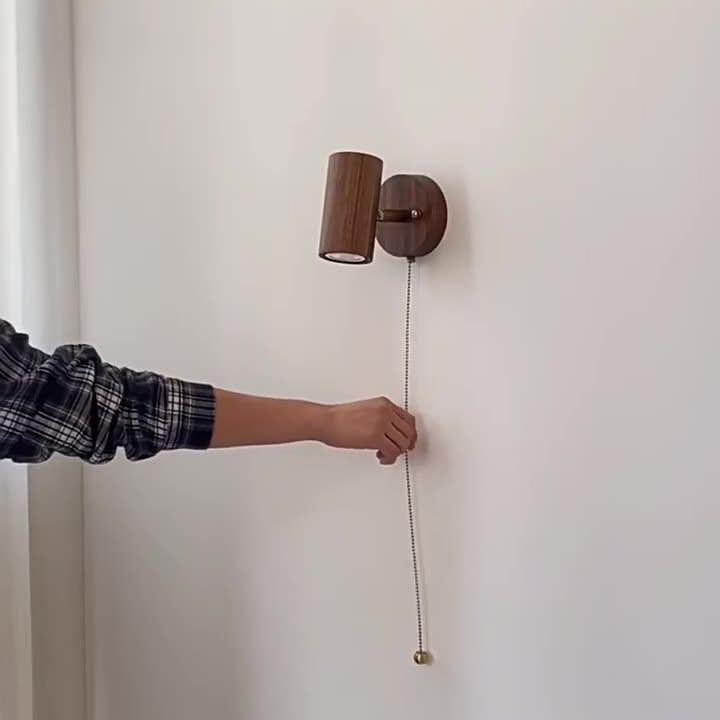 Cylindrical Frame Wood Shade 1-Light Wall Sconce Lamp
