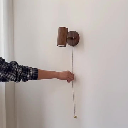 Cylindrical Frame Wood Shade 1-Light Wall Sconce Lamp