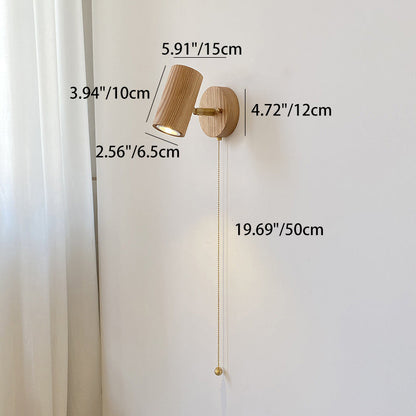 Cylindrical Frame Wood Shade 1-Light Wall Sconce Lamp