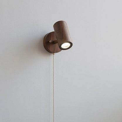 Cylindrical Frame Wood Shade 1-Light Wall Sconce Lamp