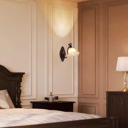 Bell Curved Rod Glass Shade 1-Light Wall Sconce Lamp