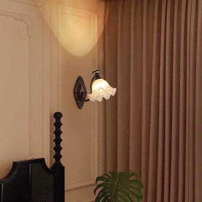 Bell Curved Rod Glass Shade 1-Light Wall Sconce Lamp