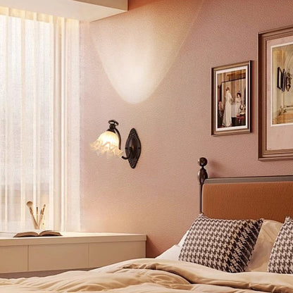 Bell Curved Rod Glass Shade 1-Light Wall Sconce Lamp