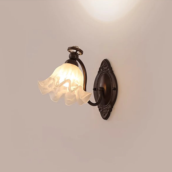 Bell Curved Rod Glass Shade 1-Light Wall Sconce Lamp
