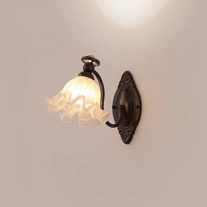 Bell Curved Rod Glass Shade 1-Light Wall Sconce Lamp