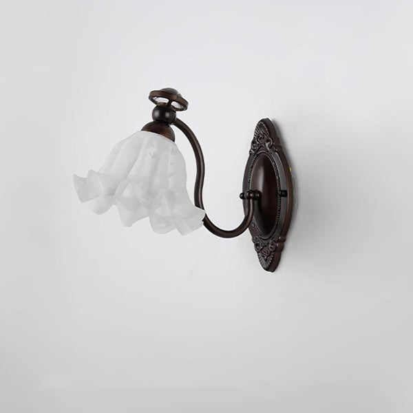 Bell Curved Rod Glass Shade 1-Light Wall Sconce Lamp