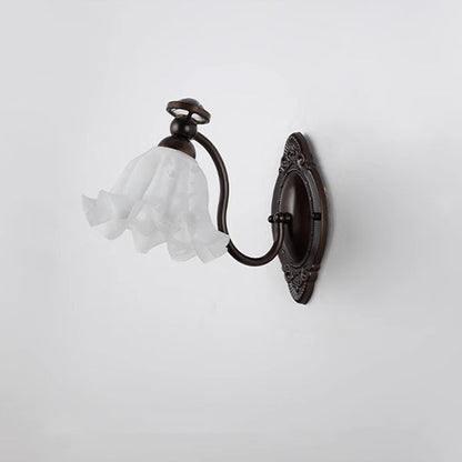 Bell Curved Rod Glass Shade 1-Light Wall Sconce Lamp