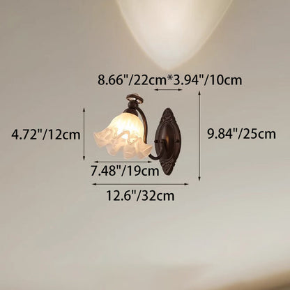 Bell Curved Rod Glass Shade 1-Light Wall Sconce Lamp