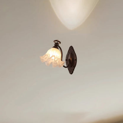 Bell Curved Rod Glass Shade 1-Light Wall Sconce Lamp