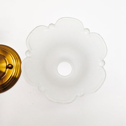 Curved Flower Glass Shade Iron 1-Light Wall Sconce Lamp