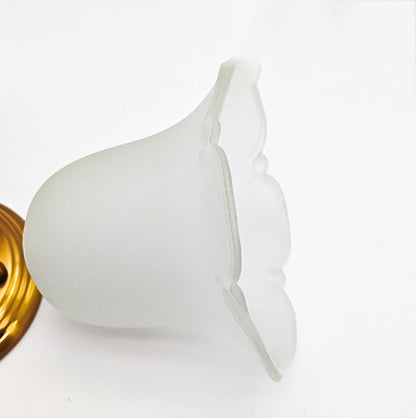 Curved Flower Glass Shade Iron 1-Light Wall Sconce Lamp