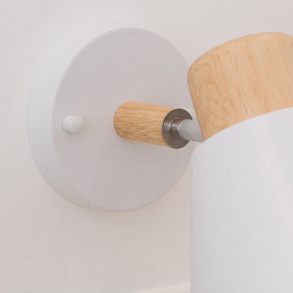 Round Horn Shape Wooden Iron 1-Light Wall Sconce Lamp