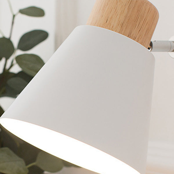 Round Horn Shape Wooden Iron 1-Light Wall Sconce Lamp