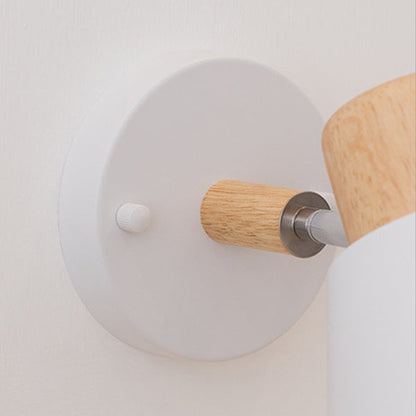 Round Horn Shape Wooden Iron 1-Light Wall Sconce Lamp