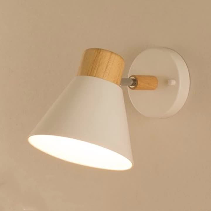Round Horn Shape Wooden Iron 1-Light Wall Sconce Lamp