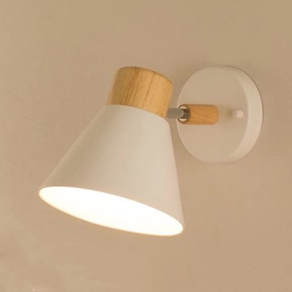 Round Horn Shape Wooden Iron 1-Light Wall Sconce Lamp