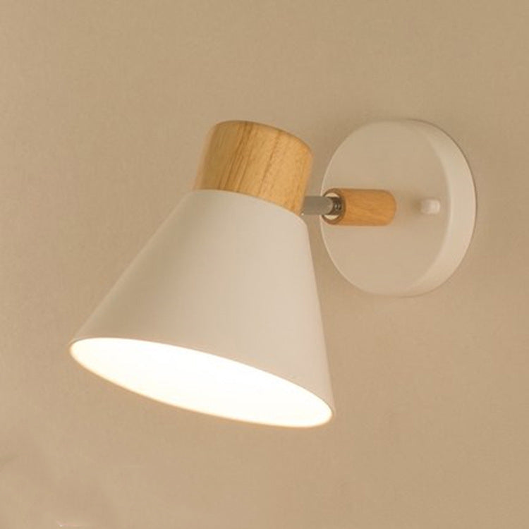 Round Horn Shape Wooden Iron 1-Light Wall Sconce Lamp
