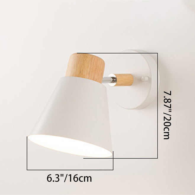 Round Horn Shape Wooden Iron 1-Light Wall Sconce Lamp